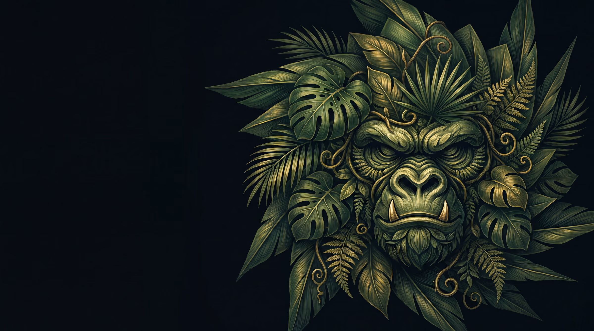 Afreaka Records, the label's ape mascot formed out of jungle foliage